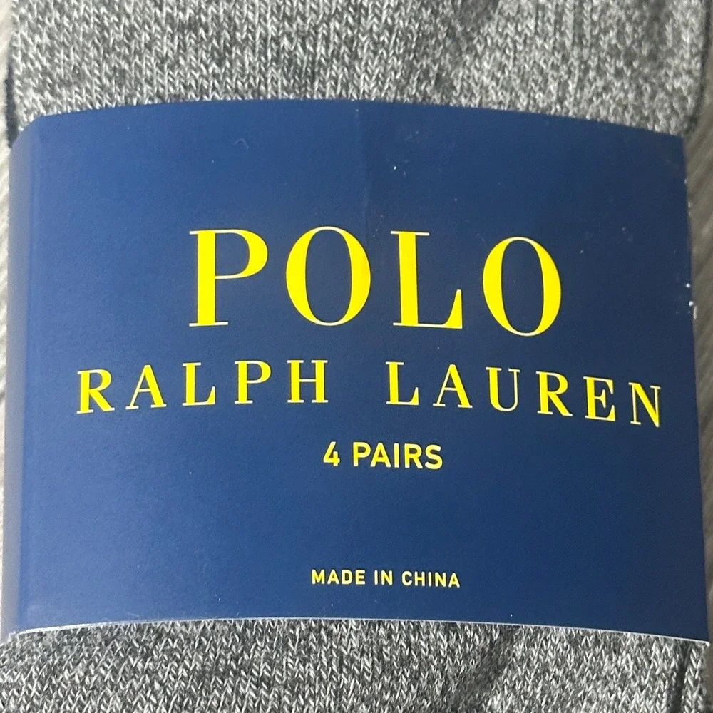Polo Ralph‎ Lauren Mens Low Cut Socks 4 Pairs Navy Grey No Show Fits Shoe 6-12.5